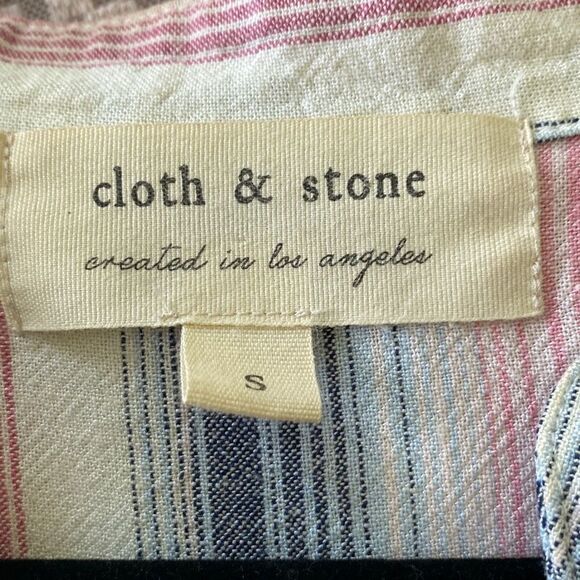 Cloth & Stone Sunburst Stripe Button Back Raw Hem‎ Dress Cover-Up S - Picture 13 of 15